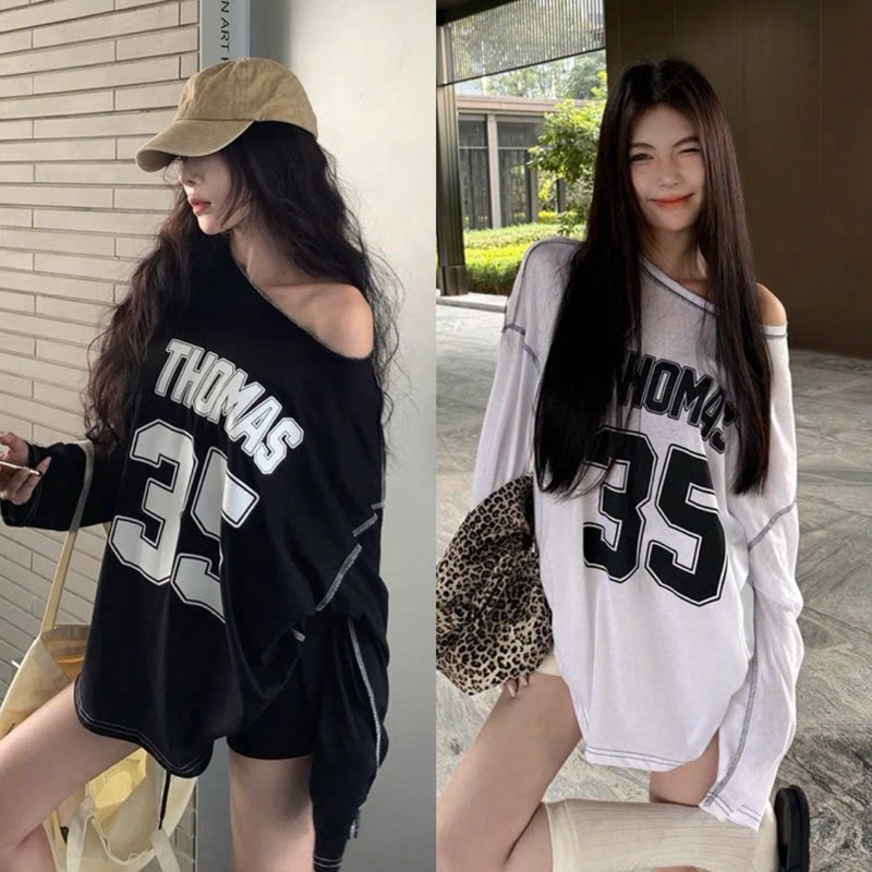 ♥️ SET ÁO THUN LỆCH VAI IN 35 KÈM QUẦN LEGGING BIKER NGỐ ♥️