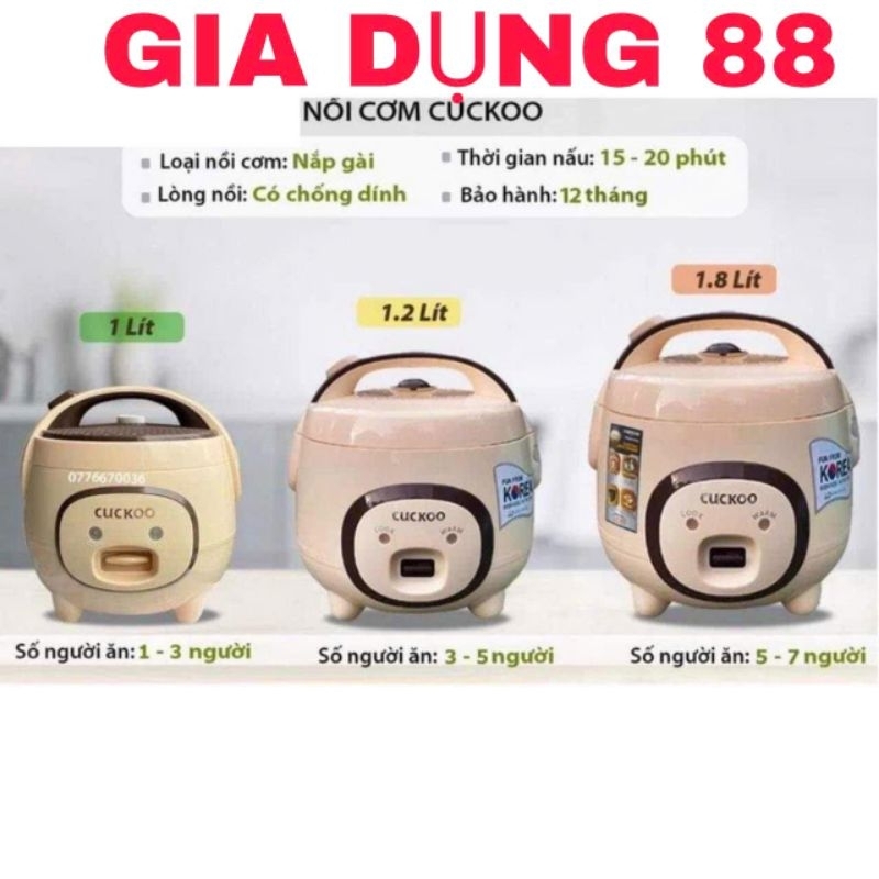 Nồi Cơm Điện CUCKOO Dung Tích 1L - 1,2L - 1,8L Công Suất 400W 500W 700W Lòng Nồi Tráng Men Siêu Chống Dính