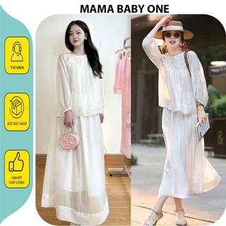 SET ĐẦM VÁY BẦU TIỂU THƯ SANG CHẢNH MẶC ĐI DỰ TIỆC CÔNG SỞ MÙA THU ĐÔNG CHÂN VÁY CÓ CHUN CHỈNH V990