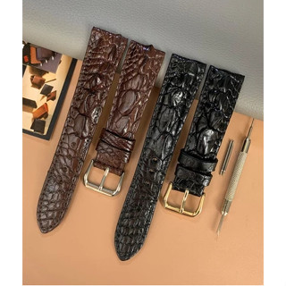 Dây Đồng Hồ Da Cá Sấu Vân Nổi-Gai Tay, Màu Đen/Nâu đủ size (Bộ SP gồm: Chốt, Khóa, Tool tháo lắp)