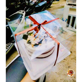 Hộp mica trong 6 inch đựng bánh kem sz 22cm cao 17cm