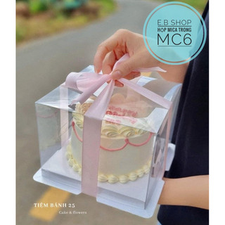 Hộp mica trong 6 inch đựng bánh kem sz 22cm cao 17cm