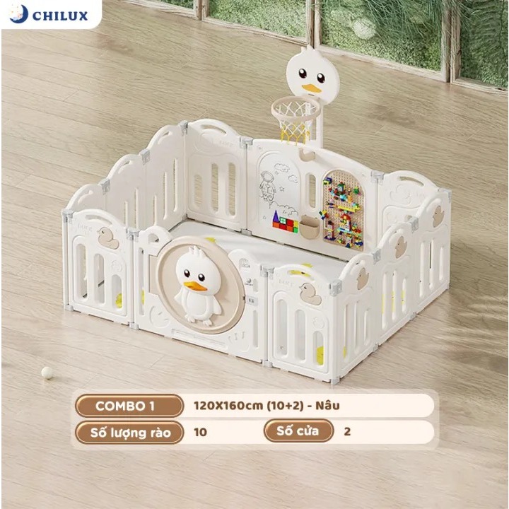 Quây Cũi Nhựa CHILUX Q3 Cao Cấp 2024, Quây Cũi Nhựa Cho Bé Gấp Gọn An Toàn Dày Dặn - Mẫu vịt vàng, n