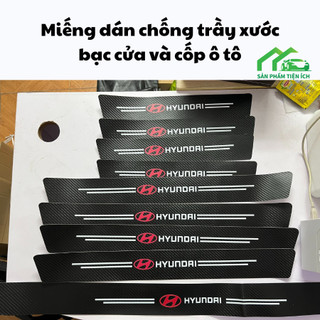 Miếng Dán Chống Trầy Xước BC2 Logo HYUNDAI, Bảo Vệ Bậc Cửa Và Dán Cốp Ô Tô Bằng Sợi Carbon Bền Đẹp