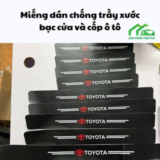 Miếng Dán Chống Trầy Xước BC2 Logo TOYOTA, Bảo Vệ Bậc Cửa Và Dán Cốp Ô Tô Bằng Sợi Carbon Bền Đẹp