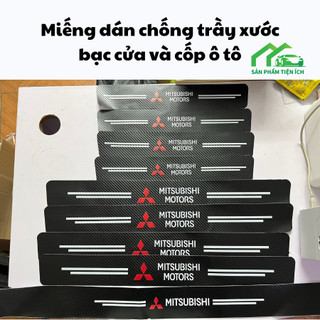 Miếng Dán Chống Trầy Xước BC2 Logo MITSUBISHI, Bảo Vệ Bậc Cửa Và Dán Cốp Ô Tô Bằng Sợi Carbon Bền Đẹp