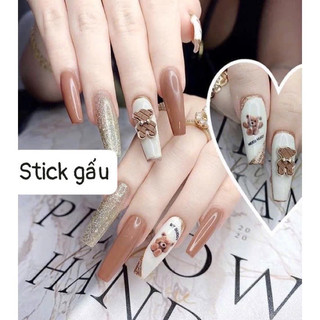 Sét cham gấu gắn móng mix màu (sét 12 con) phụ kiện làm nail