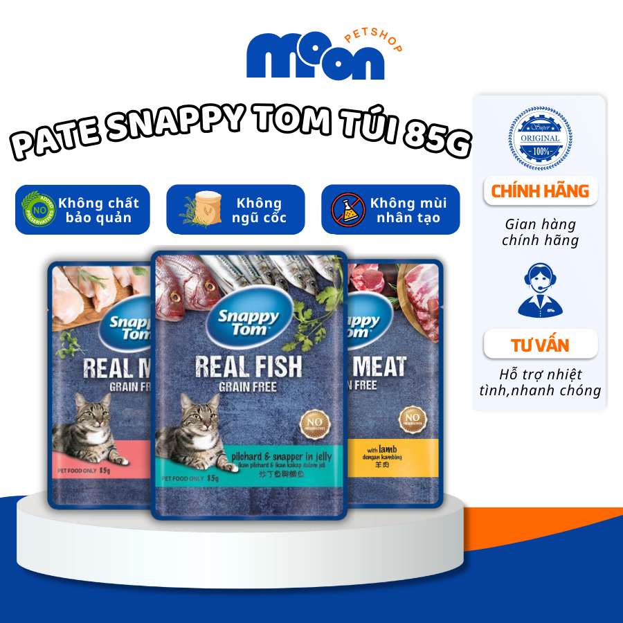 Pate Snappy Tom Cho Mèo Gói 85g Real Fish & Real Meat Từ Thịt Cá Thật