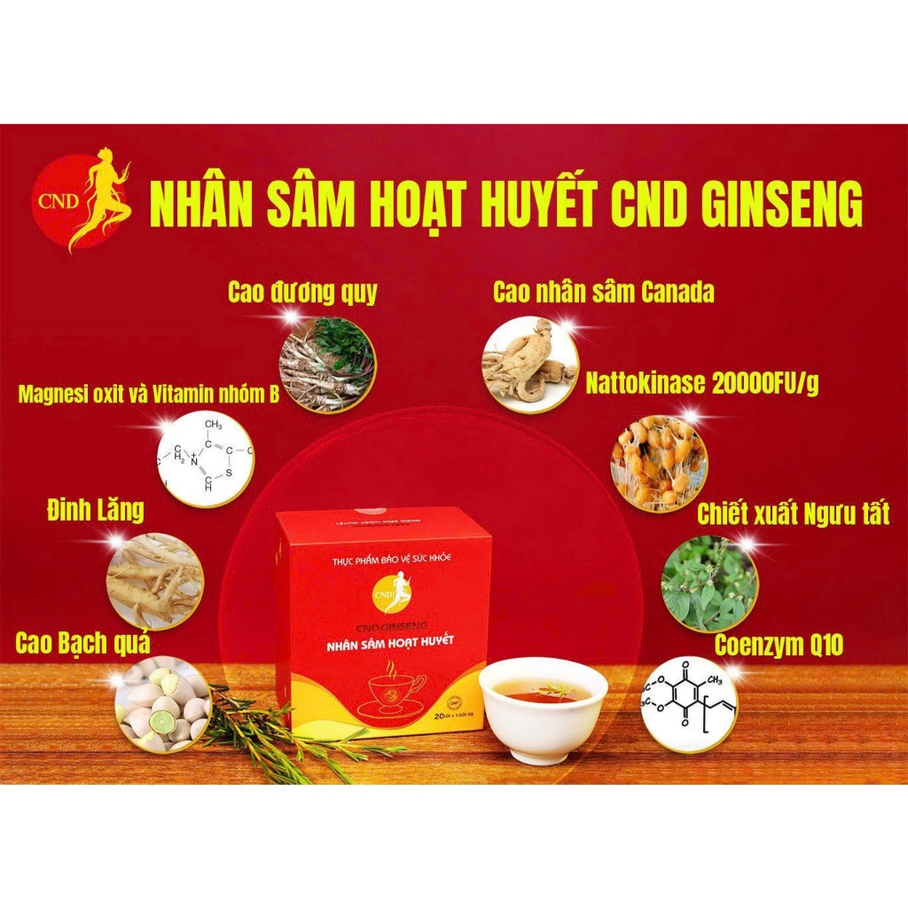 Thực phẩm bảo vệ sức khỏe CND Ginseng nhân sâm hoạt huyết (kèm túi)