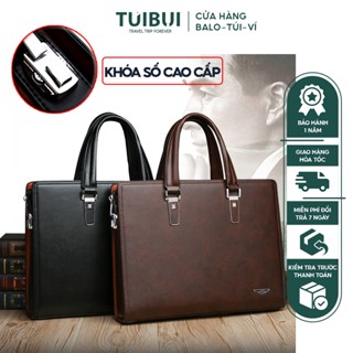 Cặp da nam công sở, giáo viên, văn phòng khóa số bảo mật, đựng giấy tờ, tài liệu A4,laptop da PU thương hệu GORCHIS