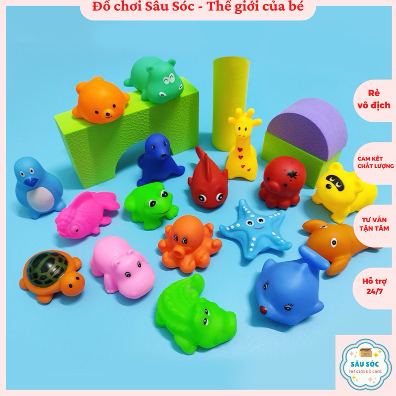 [Được lựa mẫu]ĐỒ CHƠI BỒN TẮM THÚ BÓP CHÍP CHÍP CHO BÉ