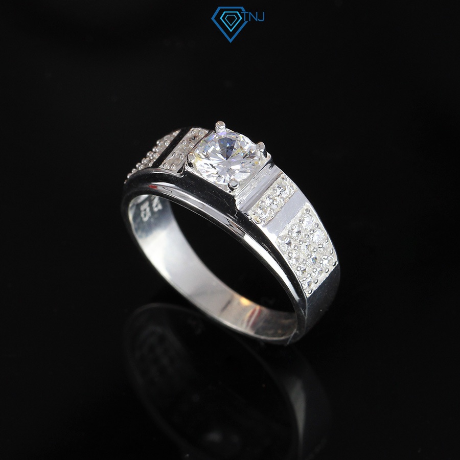 Nhẫn bạc 925 nam đính đá khắc tên đẹp NNA0083 Trang Sức TNJ