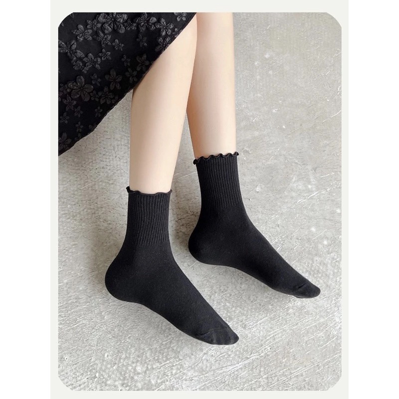 Tất Vớ Nữ LYMIA Cổ Cao Bèo Nhún Chất Len Gân Thời Trang Hàn Quốc BT25 | BigBuy360 - bigbuy360.vn