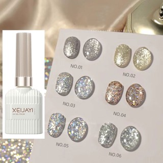  Gel Nhũ Ánh Kim Cương Sơn Móng Tay XEIJAYI 15ml Tráng Men Phản Quang Màu Bạc Màu Vàng Màu Cầu Vồng 