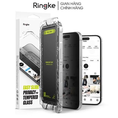 [Combo 2] Dán cường lực chống nhìn trộm iPhone 16 Pro Max/16 Pro/16 Plus/16 RINGKE Easy Slide Privacy Tempered