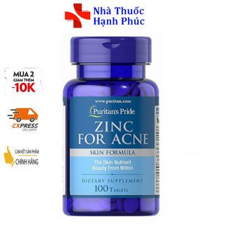 Viên uống kẽm ngừa mụn Zinc For Acne của Puritan's Pride 100 viên - Nội địa Mỹ