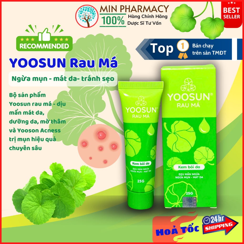 Kem YOOSUN Rau má Ngừa mụn Giảm mẩn ngứa/ YOOSUN Nghệ Mờ Vết thâm Ngừa sẹo 25g - Minpharmacy