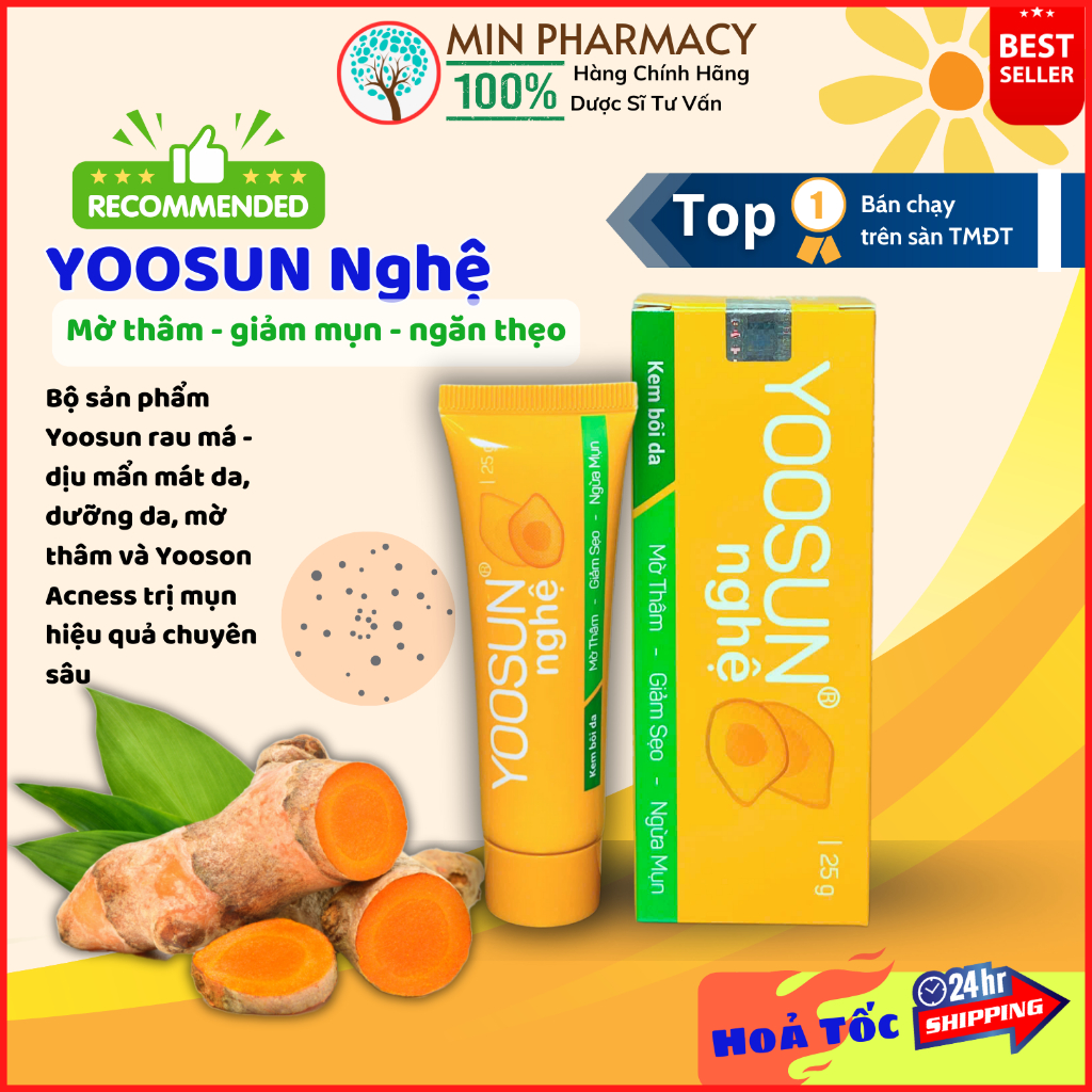 Kem YOOSUN Rau má Ngừa mụn Giảm mẩn ngứa/ YOOSUN Nghệ Mờ Vết thâm Ngừa sẹo 25g - Minpharmacy