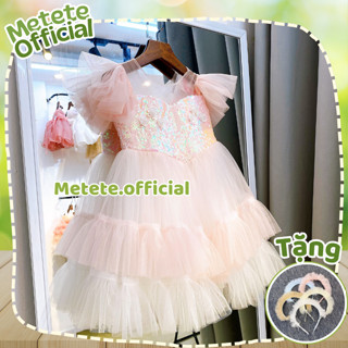 [HỎA TỐC + TẶNG BỜM] Váy đầm công chúa thiết kế cho bé gái kim sa hồng mix màu trắng hóa trang ngựa Pony