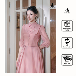 RIMMY - ANETIA Set Váy Áo Cổ Bẻ Cúc Sang Trọng Chân Váy Xòe Dài Quý Phái Thanh Lịch