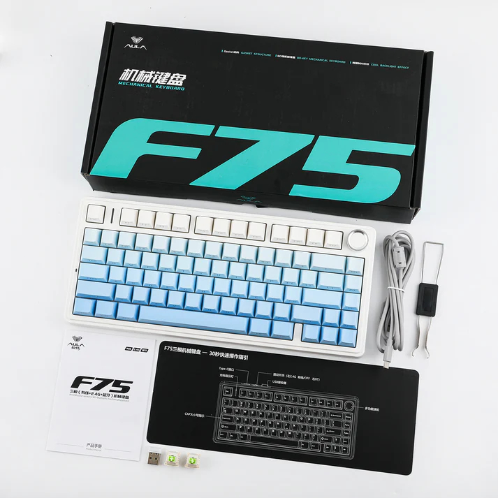 Bàn Phím Cơ 3 Mode AULA F75 Polar Mạch Xuôi Hotswap Kết Nối Không Dây Núm Vặn Đa Năng Chơi game | BigBuy360 - bigbuy360.vn