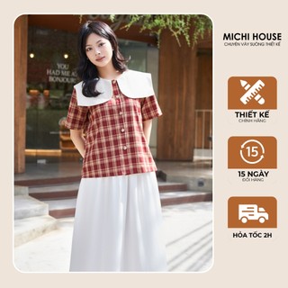 Áo Kiểu Michi House Vải Cotton Thô Mềm Mịn Co Dãn Nhẹ Dáng Suông A76