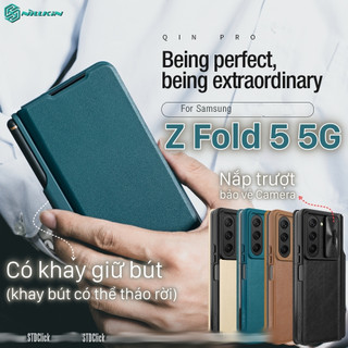 ỐP LƯNG SAMSUNG GALAXY Z FOLD 5 5G NILLKIN QIN CHÍNH HÃNG CÓ KHE GIỮ BÚT KÈM NẮP BẢO VỆ CAMERA