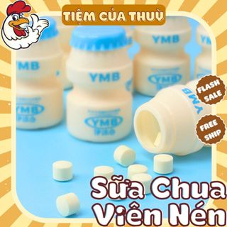 Kẹo Sữa Chua Viên Nén MILK Hongkong 2 Vị Sữa Chua - Dâu, đồ ăn vặt nội địa, LỌ MINI