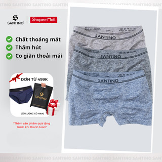 Combo 3 Quần Lót Nam Boxer Hoạ Tiết Chất Liệu Co Giãn Kháng Khuẩn Cao Cấp Santino S921