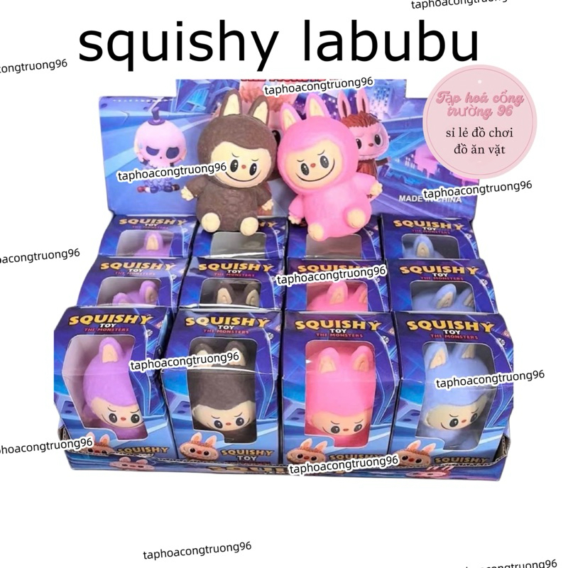 Hộp 12 con squishy hình labubu đồ chơi siêu hót tạp hoá cổng trường 96