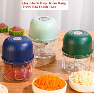 Máy xay tỏi ớt cối thủy tinh cao cấp 3 lưỡi inox không gỉ, Máy xay đồ ăn dặm,gia vị,rau  củ quả siêu tiện lợi