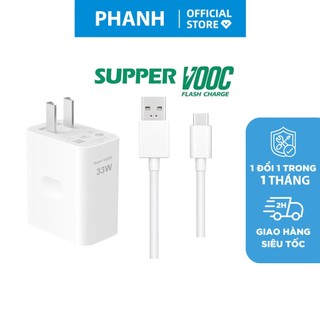 Bộ sạc nhanh Oppo Realme 30w/33w cho oppo reno7 reno3 reno 3pro k3 realme x2 a95 / a94 / f19 - Hàng chính hãng PHANH