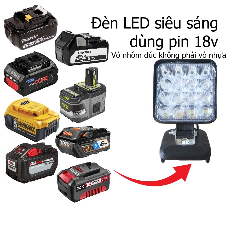 ( MTools ) Đèn LED siêu sáng 18v 16 bóng (không bao gồm pin)