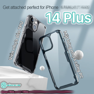 ỐP LƯNG IPHONE 14 PLUS NILLKIN NATURE TPU PRO LƯNG KÍNH PC TRONG VIỀN DẺO CHÍNH HÃNG