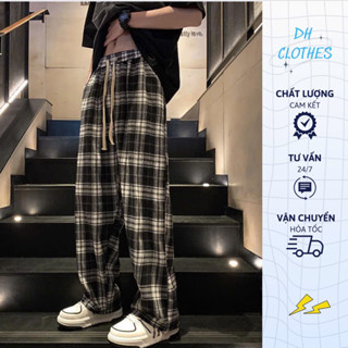 Quần kẻ caro ống suông rộng -DH_CLOTHES - Quần dài mặc nhà kẻ karo nam nữ hottrend - HÀNG MAY KỸ