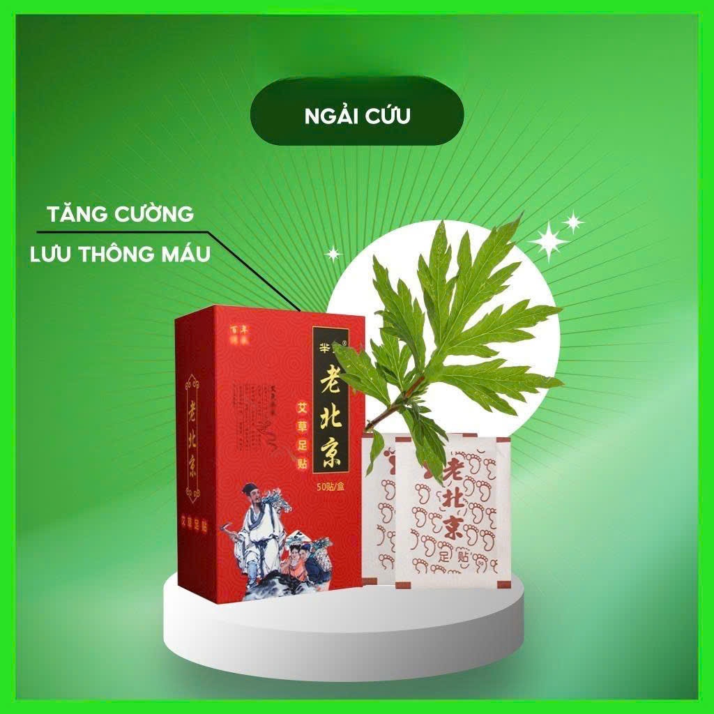 Hộp 50 miếng dán chân thải độc Ông Lão Bắc Kinh giúp ngủ ngon, đẹp da, giảm cân