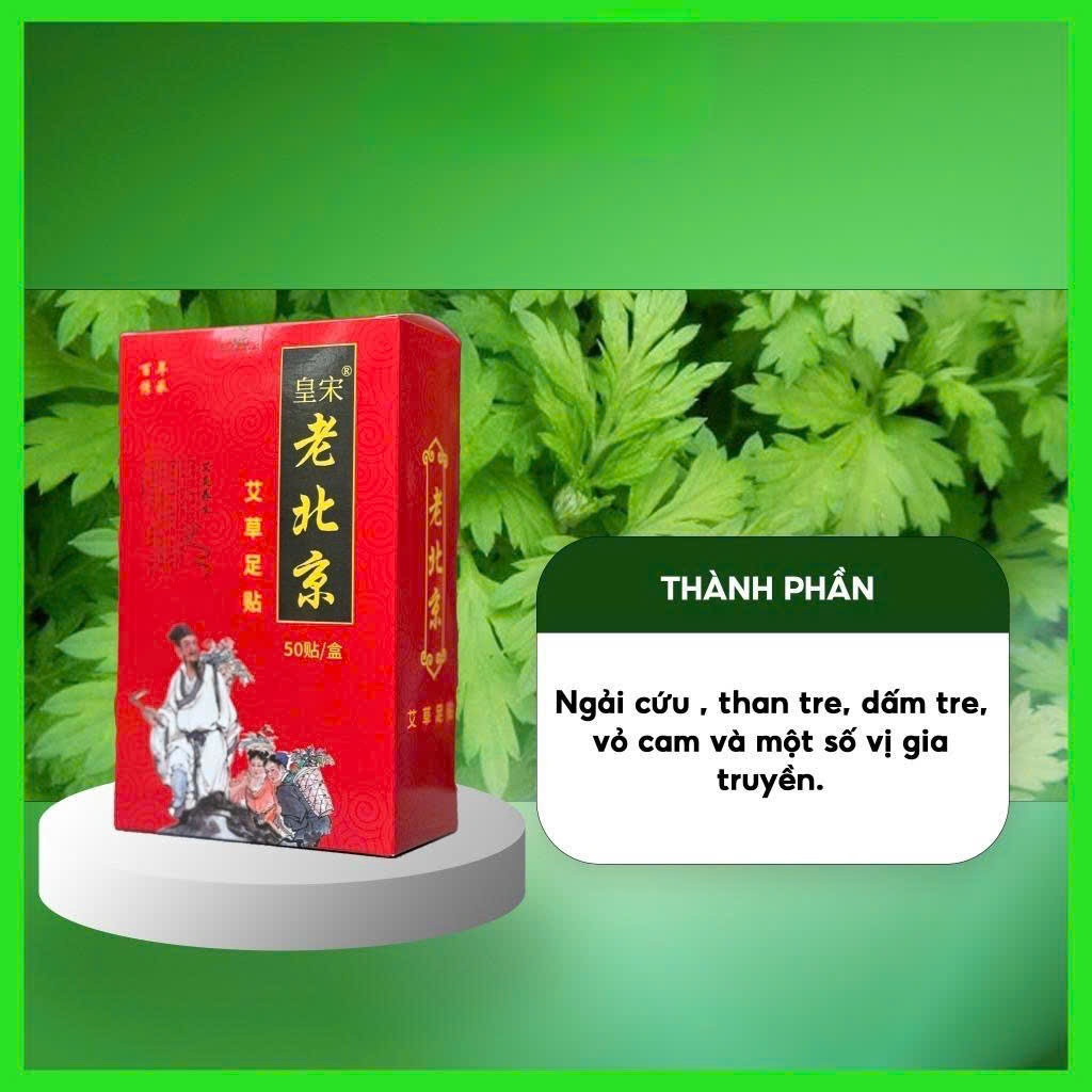 Hộp 50 miếng dán chân thải độc Ông Lão Bắc Kinh giúp ngủ ngon, đẹp da, giảm cân