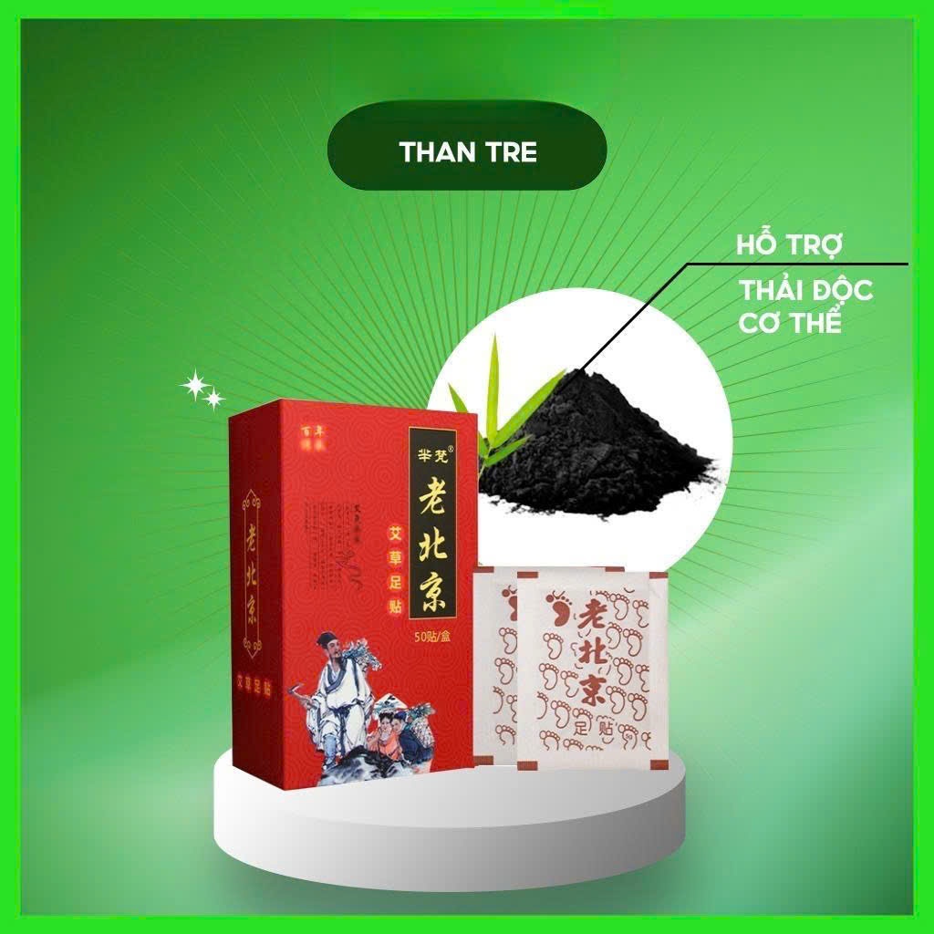 Hộp 50 miếng dán chân thải độc Ông Lão Bắc Kinh giúp ngủ ngon, đẹp da, giảm cân