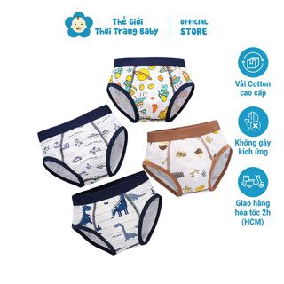 Combo 4 Quần Lót Tam Giác Cho Bé Trai QS05, Từ 2-14 Tuổi, Vải Thun Cotton Thoáng Mát Thông Hơi