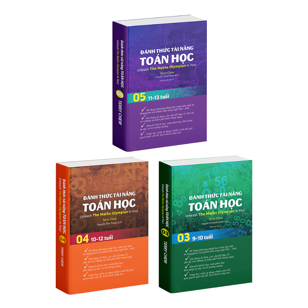 Sách -Combo Đánh thức tài năng toán học 3, 4, 5 ( 3 cuốn, toán lớp 3 đến lớp 6 )