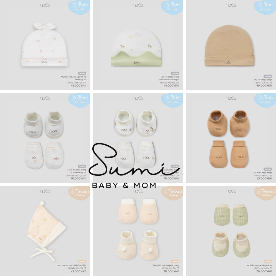 Set mũ và bao tay bao chân Nous cho bé