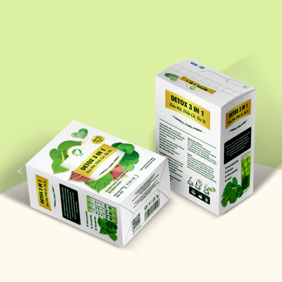 [Combo] Bột Detox 3 in 1- Rau má, Diếp cá, Tía tô Sấy Thăng Hoa - Hộp 42g (21 gói x 2g)