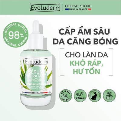 Serum dưỡng ẩm Evoluderm thuần chay, serum HA dưỡng ẩm da mặt, giúp da mịn màng, căng bóng 30ml