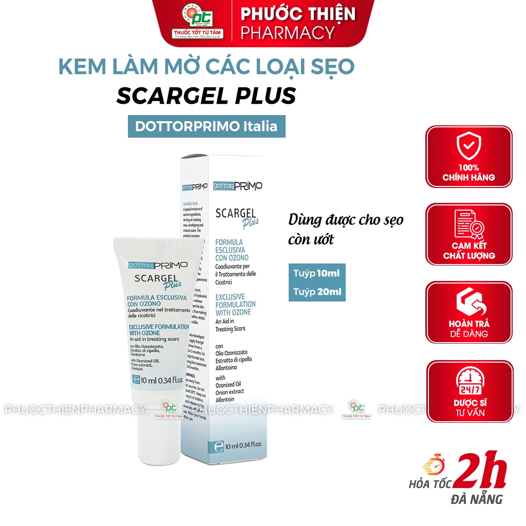 Kem bôi sẹo DottorPrimo Scargel Plus giúp làm mờ sẹo và mờ thâm sẹo tuýp 10ml, 20ml