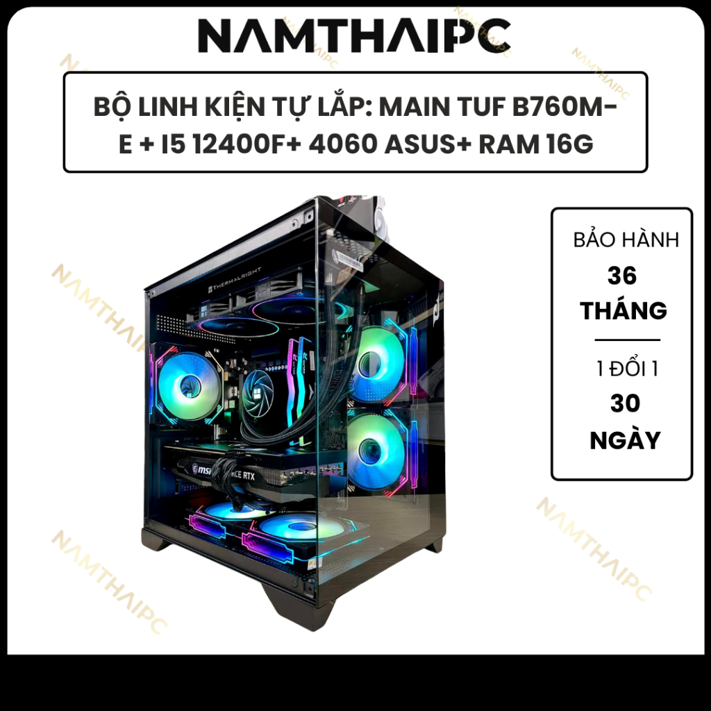 Bộ Linh Kiện PC Tự Lắp: Main B760M-E, CPU I5 12400F, Ram 16G XPG, NVME 512GB, Nguồn Corsair 650 NEW