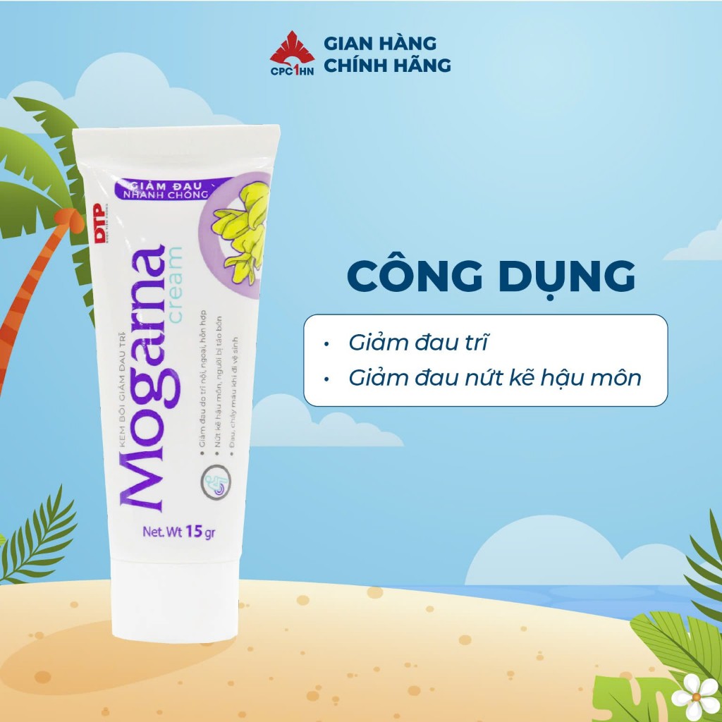 Kem bôi trĩ Mogarna cream giúp giảm đau trĩ nội ,ngoại,hỗn hợp tuýp 15g