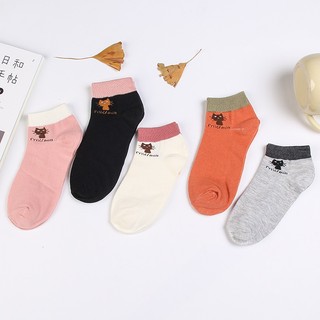 Combo 5 đôi tất nữ kiểu dáng mèo con, màu kẹo, tất thuyền nữ cotton, tất thoáng khí