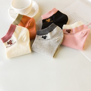Combo 5 đôi tất nữ kiểu dáng mèo con, màu kẹo, tất thuyền nữ cotton, tất thoáng khí