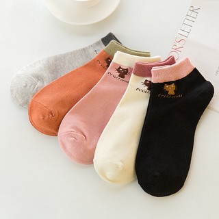 Combo 5 đôi tất nữ kiểu dáng mèo con, màu kẹo, tất thuyền nữ cotton, tất thoáng khí