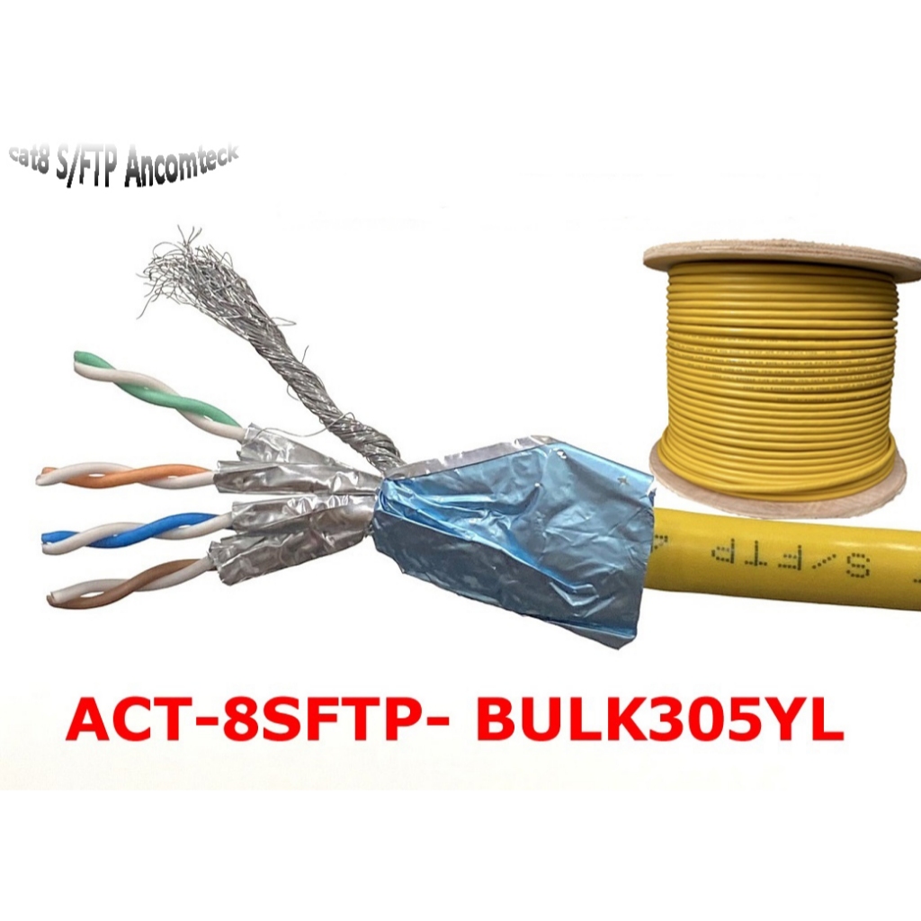 Dây cáp sợi mềm CAT8 SFTP Dạng Xoắn 23AWG tốc độ 40G, hãng Ancomteck